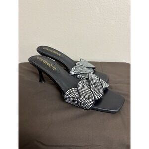 Olivia Miller Womens Alaina Kitten Heel Rhinestone Black Size 8 Y2k